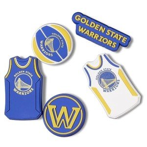 Crocs Jibbitz Shoe Charms, NBA Basketball Teams Sports Collection Multi Packs, Golden State Warriors, 5 Pack