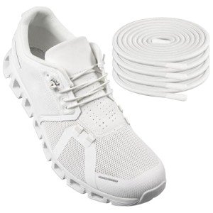 2 Pairs Elastic Shoelaces for ON Cloud 5 No Tie Replacements Shoes Laces Stretchy Bungee Running Training(Color:White,Size:24Inch)