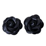 Black Faux Leather Flower Clip Winter Boots