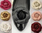 Black Faux Leather Flower Clip Winter Boots