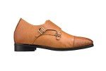 CALTO Men's Invisible Height Increasing Elevator Shoes - Brown Leather Slip-on Dual Monk Straps Formal Loafers- 2.8 Inches Taller - K3115 - Size 10 D(M) US