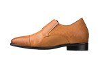 CALTO Men's Invisible Height Increasing Elevator Shoes - Brown Leather Slip-on Dual Monk Straps Formal Loafers- 2.8 Inches Taller - K3115 - Size 10 D(M) US