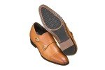 CALTO Men's Invisible Height Increasing Elevator Shoes - Brown Leather Slip-on Dual Monk Straps Formal Loafers- 2.8 Inches Taller - K3115 - Size 10 D(M) US