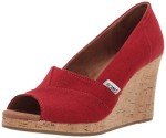 TOMS Classic Red Espadrille Wedge Sandals for Women