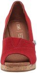 TOMS Classic Red Espadrille Wedge Sandals for Women
