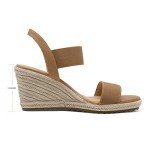 DREAM PAIRS Womens Open Toe Espadrilles Dressy Platform Sandals Slip on Elastic Ankle Strap Wedges Sandals SDPW222W Camel Size 10
