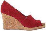 TOMS Classic Red Espadrille Wedge Sandals for Women
