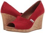 TOMS Classic Red Espadrille Wedge Sandals for Women