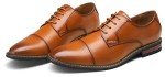 Jousen Men's Dress Shoes Fashion Cap Toe Mens Oxfords Formal Business Shoes Modern Derby Oxford (AMY645 Polished Brown 9)