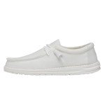 Hey Dude Men's Wally Slub Canvas White Size 11| Men's Loafers | Men's Slip On Shoes | Comfortable & Light-Weight