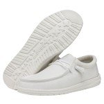 Hey Dude Men's Wally Slub Canvas White Size 11| Men's Loafers | Men's Slip On Shoes | Comfortable & Light-Weight