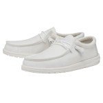 Hey Dude Men's Wally Slub Canvas White Size 11| Men's Loafers | Men's Slip On Shoes | Comfortable & Light-Weight