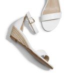 DREAM PAIRS Women's Ingrid Ankle Strap Low Wedge Sandals Party Bridal Dress Wedding Shoes,Size 9,Espadrilles/White/Pu,INGRID