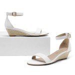 DREAM PAIRS Women's Ingrid Ankle Strap Low Wedge Sandals Party Bridal Dress Wedding Shoes,Size 9,Espadrilles/White/Pu,INGRID