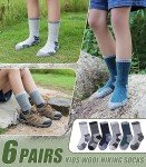 NOCIN COLOR Kids Merino Wool Hiking Socks Boys Girls Toddlers Thermal Winter Warm Boot Thick Cushion Socks 6 Pairs （6 Pairs Mix Color B，4-7 Years）