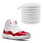 NDTEZUGT 1/4"(6mm) Round Thick Shoe Laces for Sneakers, Athletic Shoe Strings Replacement Laces for Jordan 11 Basketball Sneaker Tennis Running Shoes High Tops (White,54"/140cm)
