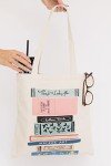 kate spade new york Cute Canvas Tote Bag for Women, Canvas Beach Bag, Book Tote with Pocket, Stack of Classics