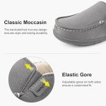 FamilyFairy Women's Microsuede Moccasin Slippers Cozy Memory Foam House Shoes for Indoor Outdoor Gray, 9