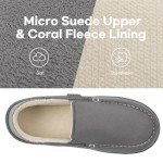 FamilyFairy Women's Microsuede Moccasin Slippers Cozy Memory Foam House Shoes for Indoor Outdoor Gray, 9