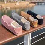 FamilyFairy Women's Microsuede Moccasin Slippers Cozy Memory Foam House Shoes for Indoor Outdoor Gray, 9