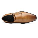 La Milano Mens Double Monk Strap Slip-on Loafer Oxford Formal Business Casual Dress Shoes for Men, Charles-1-cognac, 12