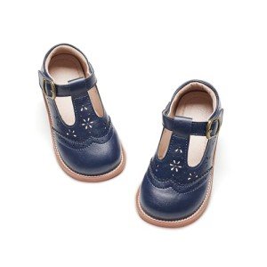 Kiderence Toddler Girls Mary Jane Dress Shoes Little Girls School Oxford Navy Blue Flats Size 8