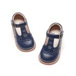Kiderence Toddler Girls Mary Jane Dress Shoes Little Girls School Oxford Navy Blue Flats Size 8
