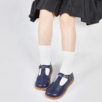 Kiderence Toddler Girls Mary Jane Dress Shoes Little Girls School Oxford Navy Blue Flats Size 8