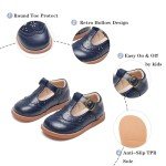 Kiderence Toddler Girls Mary Jane Dress Shoes Little Girls School Oxford Navy Blue Flats Size 8