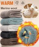ProEtrade Merino Wool Socks Thermal Warm Winter Thick Hiking Boot Cabin Crew Cozy for Women Ladies Gift Stocking Stuffer Work Comfy Socks 5 Pack (Mixed)