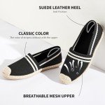 BABUDOG Womens Espadrilles Breathable Flats Shoes Mesh Slip on Loafers Soft White Flats(Black.US11)