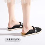 BABUDOG Womens Espadrilles Breathable Flats Shoes Mesh Slip on Loafers Soft White Flats(Black.US11)