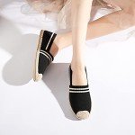 BABUDOG Womens Espadrilles Breathable Flats Shoes Mesh Slip on Loafers Soft White Flats(Black.US11)