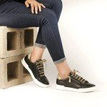 JATAREA Women's Fashion Sneakers Shoes| Lifestyle Travel Sneakers - Tara Black&Gold 8.5