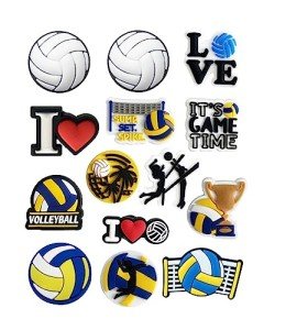 Sports Ball Shoe Charms for Clog Shoe, Baseball Basketball Soccer Football Softball Volleyball Shoe Charms for Shoe & Bracelet Wristband Party Gifts (volleyball 14 pcs)