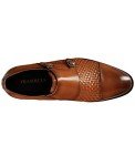 FRASOICUS Men ’s Dress Shoes Genuine Leather Single Monk Strap Slip-On Shoes for Formal Occasions 10 Brown