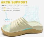 KuaiLu Womens Recovery Sandals Comfortable Plantar Fasciitis Arch Support Ladies Orthopedic Running Sport Slides Open Toe Slip On Thick Athletic Cushion Slippers Summer Beach Sandles Beige 7.5
