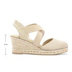 mysoft Women's Closed Toe Crisscross Elastic Ankle Strap Platform Espadrille Wedge Sandals