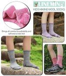 LINEMIN Kids Merino Wool Hiking Socks Boys Girls Winter Warm Thick Thermal Boot Thick Cushion Snowboarding Socks 3 Pairs (4-7 Years, purple/Pink/Gray)