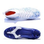 curunect Soccer Cleats Mens Women High-top Spikes AG Football Boots Outdoor Professional Training Futsal Soccer Shoes for Big Boys, Blue/White/Gold, US Men 8
