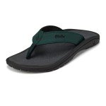 OLUKAI Ohana Men's Beach Sandals, Quick-Dry Flip-Flop Slides, Water Resistant & Lightweight, Compression Molded Footbed & Ultra-Soft Comfort Fit, Deep Green/Dark Shadow, 11