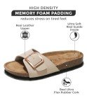 Project Cloud 100% Genuine Leather Sandals Women Dressy Summer Beach Essentials - Flip Flops & Slides for Women w/Memory Foam Insole Womens Sandals Comfortable - Women Footwear (Ibiza, Nude, 6)