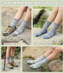 LANLEO Kids Merino Wool Hiking Socks Boys Girls Winter Thermal Warm Thick Cozy Cushion Boot Crew Socks 3 Pairs Wool Socks A,8-12 Year Old
