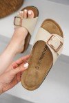 Project Cloud 100% Genuine Leather Sandals Women Dressy Summer Beach Essentials - Flip Flops & Slides for Women w/Memory Foam Insole Womens Sandals Comfortable - Women Footwear (Ibiza, Nude, 6)