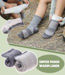 LANLEO Kids Merino Wool Hiking Socks Boys Girls Winter Thermal Warm Thick Cozy Cushion Boot Crew Socks 3 Pairs Wool Socks A,8-12 Year Old