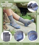 LANLEO Kids Merino Wool Hiking Socks Boys Girls Winter Thermal Warm Thick Cozy Cushion Boot Crew Socks 3 Pairs Wool Socks A,8-12 Year Old