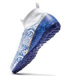 curunect Indoor Turf Soccer Shoes Mens Women High-top Soccer Cleats Youth Professional Training Futsal Boots for Big Boys Tacos de Futbol para Hombre, Blue/White/Gold, US Men 9.5