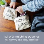 Pearhead Mommy and Baby Canvas Pouch Set, Christmas And Holiday Gift For New Moms,Matching Travel Cases for New Mothers and Expecting Moms, Minimalist Cosmetic and Accessory Bag, Set of 2