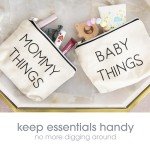 Pearhead Mommy and Baby Canvas Pouch Set, Christmas And Holiday Gift For New Moms,Matching Travel Cases for New Mothers and Expecting Moms, Minimalist Cosmetic and Accessory Bag, Set of 2