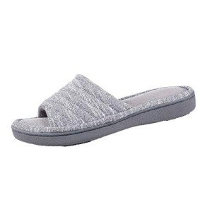isotoner Women's Premium Knit Slide Slippers, Ash, 8.5-9